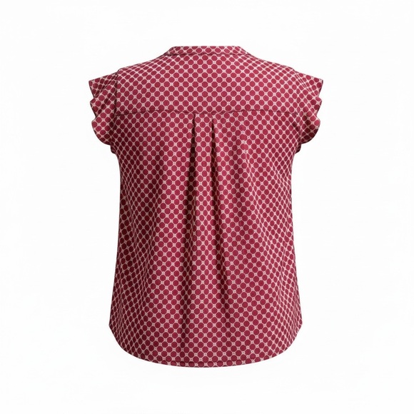 Kim Rogers Red and Cream Geometric Print Top - Picture 3 of 6